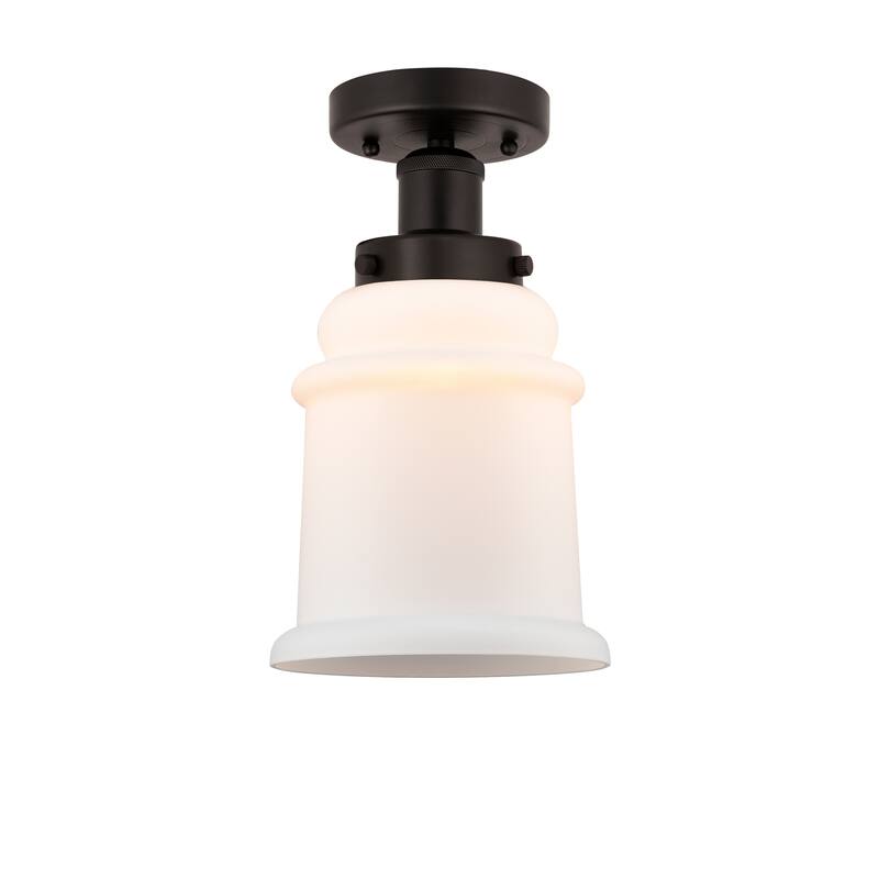 Innovations Lighting Edison Canton - 1 Light 6" Semi-Flush Mount - Oil Rubbed Bronze/Matte White