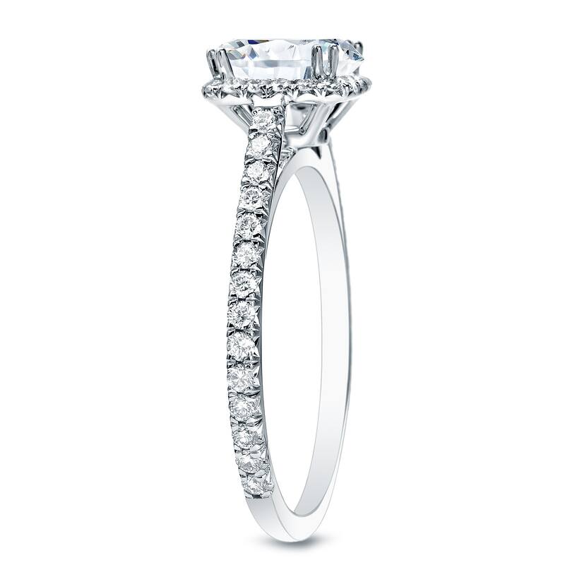 Auriya 14k Gold 1 1/2ctw Cushion-cut Halo Diamond Engagement Ring Certified (H-I, I1-I2)