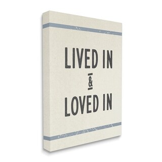 Stupell Lived In Loved In Phrase Blue Bistro Stripe Canvas Wall Art ...