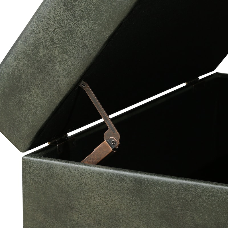 Adeco Faux Leather Storage Ottoman for Living Room