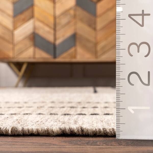 dimension image slide 0 of 2, Nuloom Karlene Modern Striped Wool Tasseled Area Rug