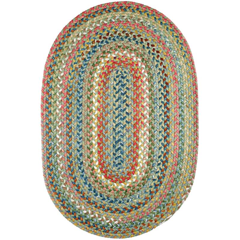 Rhody Rug Charisma Indoor/ Outdoor Braided Area Rug - 7' x 9' Oval - Peridot