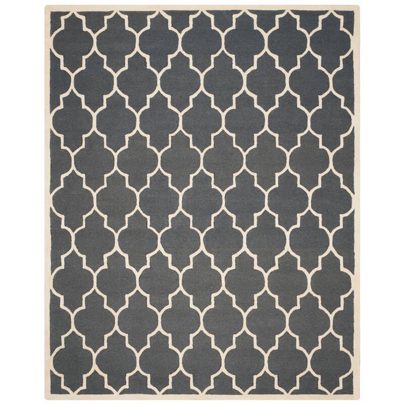 SAFAVIEH Handmade Cambridge Oddny Moroccan Trellis Wool Rug - 11'6" x 16' - Dark Grey/Ivory