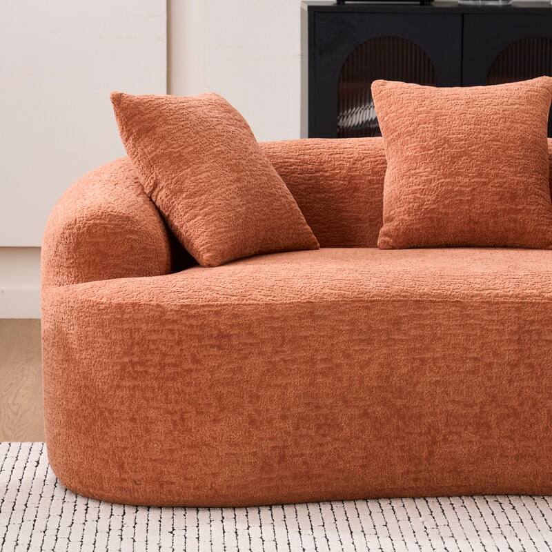 Curved Loveseat Full Compression Sponge Sofa, Chenille Fabric