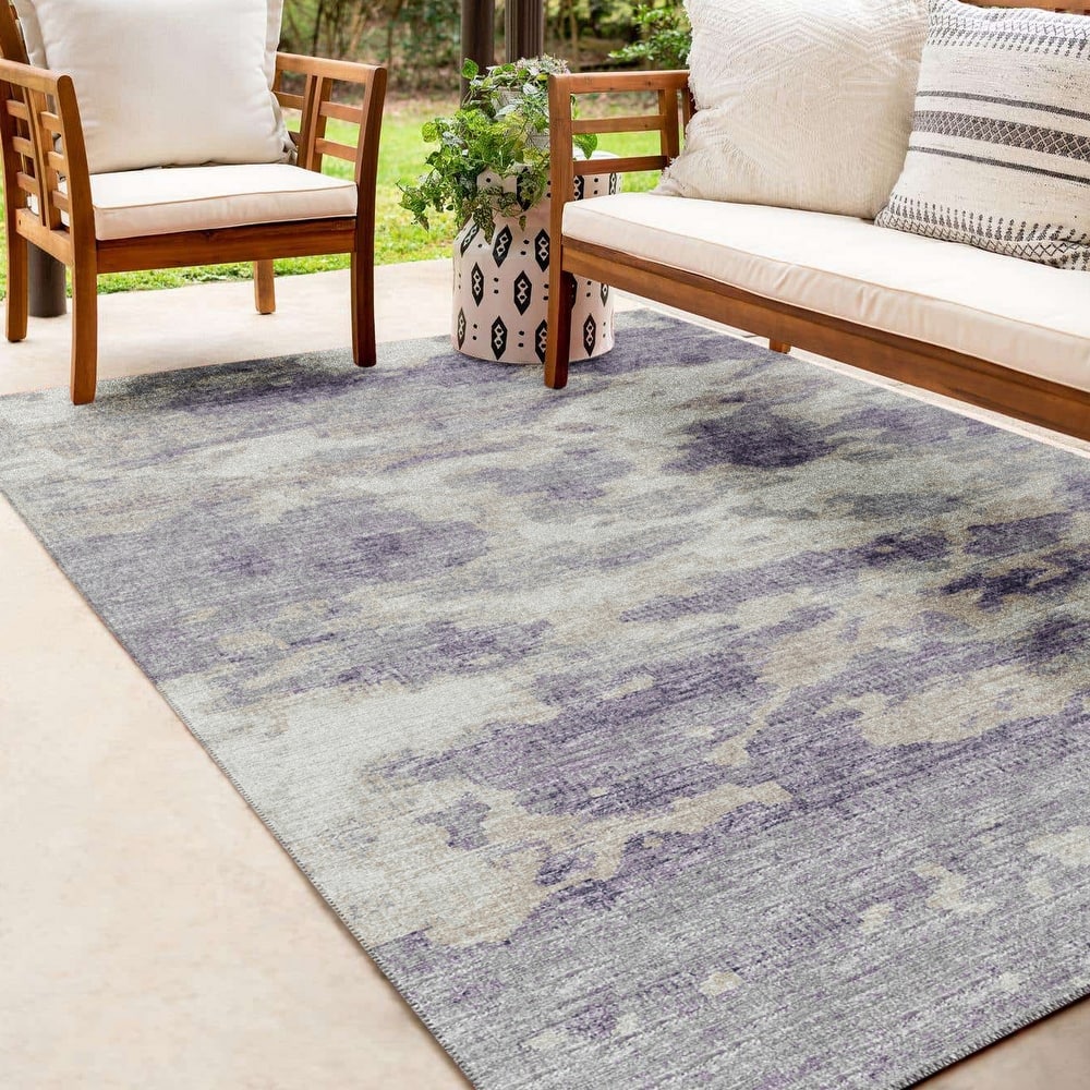 Indoor/ Outdoor Accord Modern Waves Washable Rug New