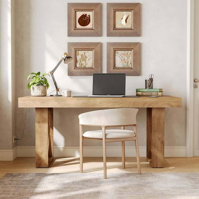 63-Inch Long Wood Computer Desk/Table, Study Writing Gaming Work Executive Desk for Home Office