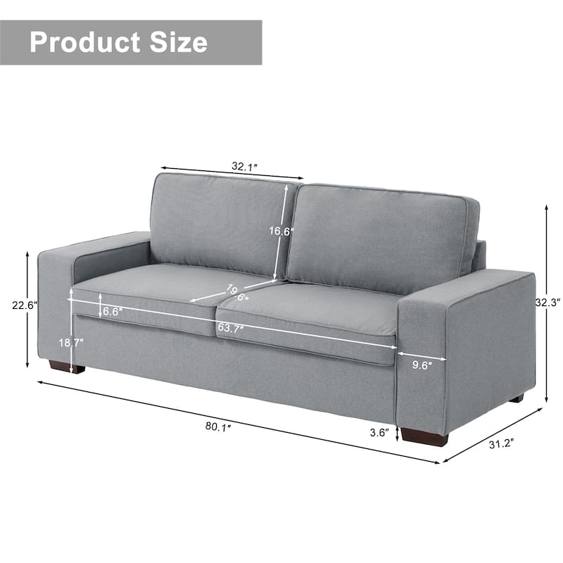 80.1" Wide Linen Corduroy Loveseat Living Room Sofa Couch