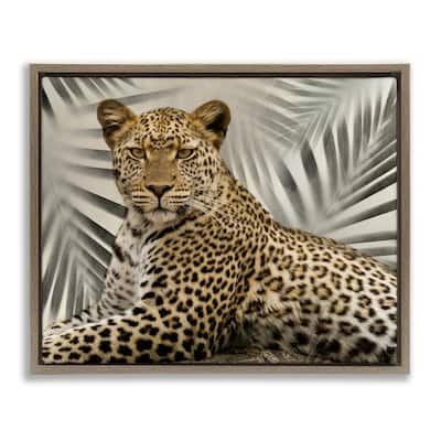 Stupell Leopard with Palm Fronds Framed Floater Canvas Wall Art Design by Danita Delimont