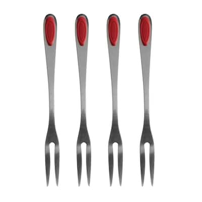 Maine Man 4pc 18/8 Stainless Steel / Silicone 6.5" Seafood Forks Set