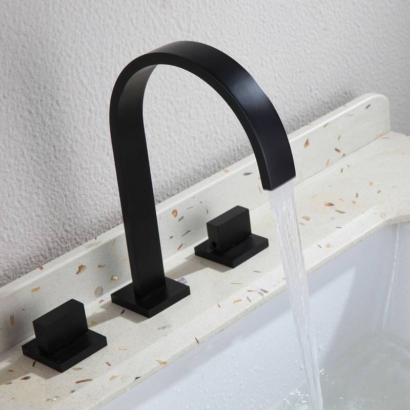 High Arc Bathroom Faucet 3 Holes 2 Handles Bathroom Sink Faucet