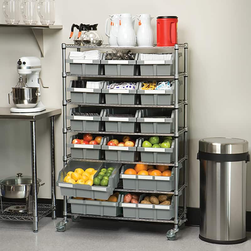 Seville Classics Commercial 7-Tier NSF 16-Bin Rack Shelving, 36" W x 14" D x 56" H - 36" W x 14" D x 56" H