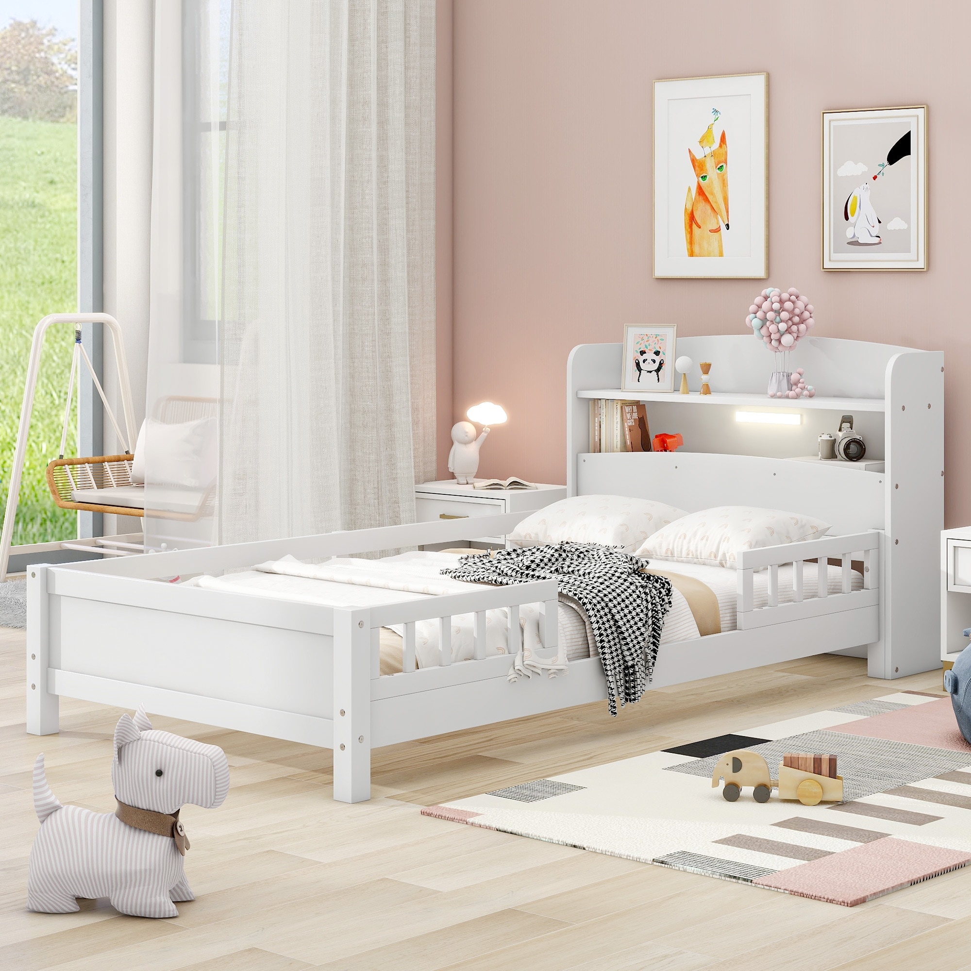 Twin size bed on sale with led lights