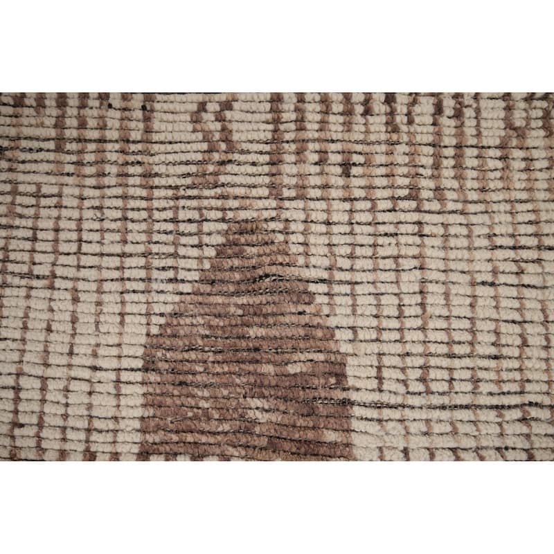 All-Over Striped Moroccan Area Rug Handmade Wool Carpet - 7'11" x 11'2"