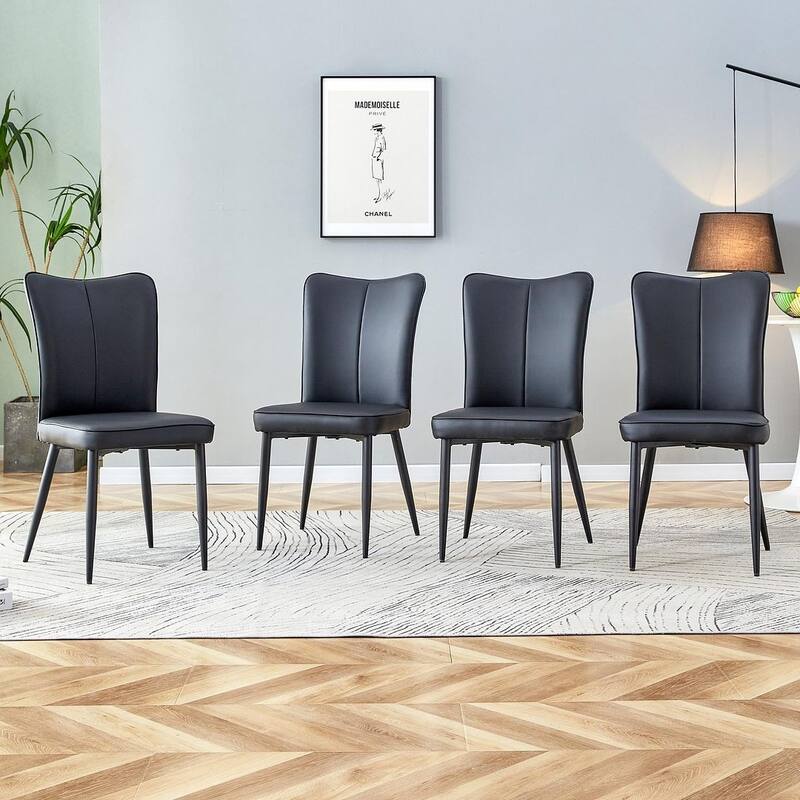 Modern PU Leather Minimalist Dining Chairs Set of 4