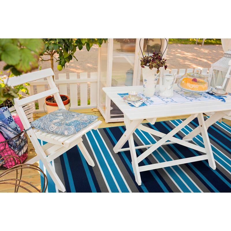 Voavah Blue Hand-Made Flatweave Indoor/Outdoor Area Rug