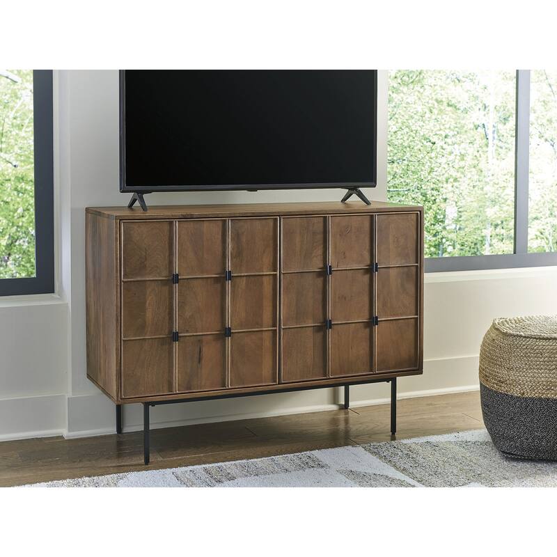 Signature Design by Ashley Juddins Light Brown/Black Accent Cabinet - 44.13" W x 16.25" D x 31.88" H