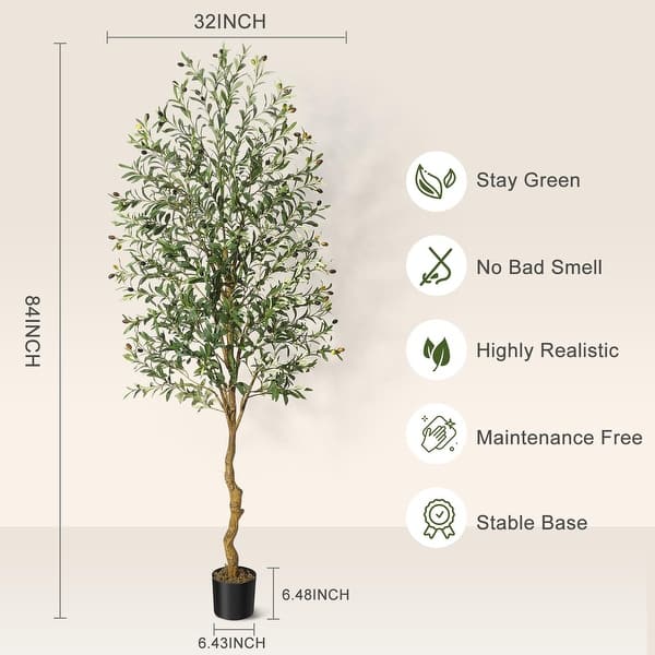 Artificial Olive Tree 7FT(84in) Tall Faux Silk Olive Trees - Bed Bath ...