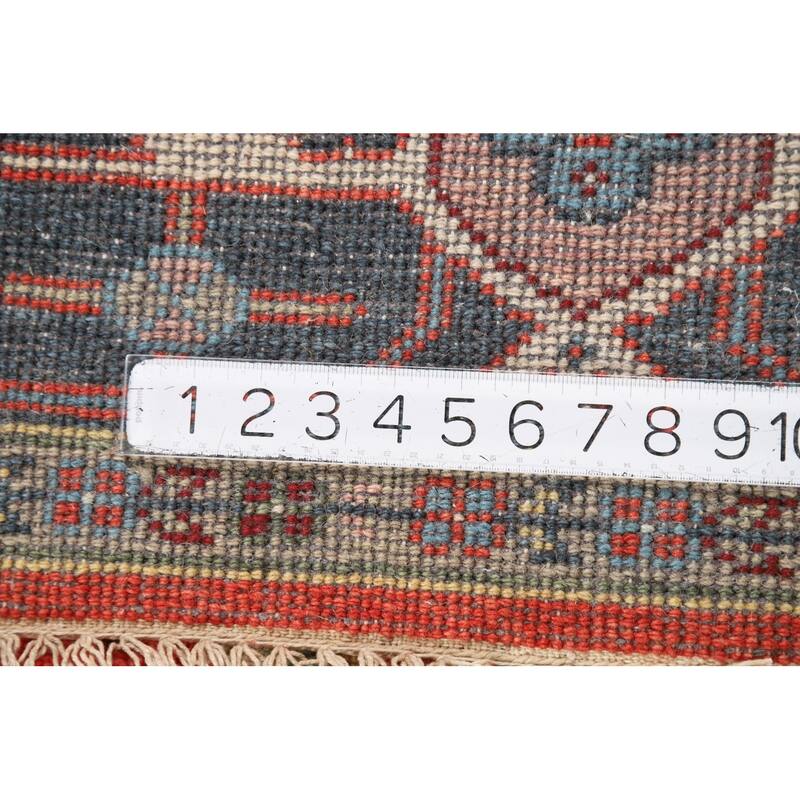 Geometric Heriz Serapi Indian Rug Hand-Knotted Orange Wool Carpet - 7'10"x 9'9"