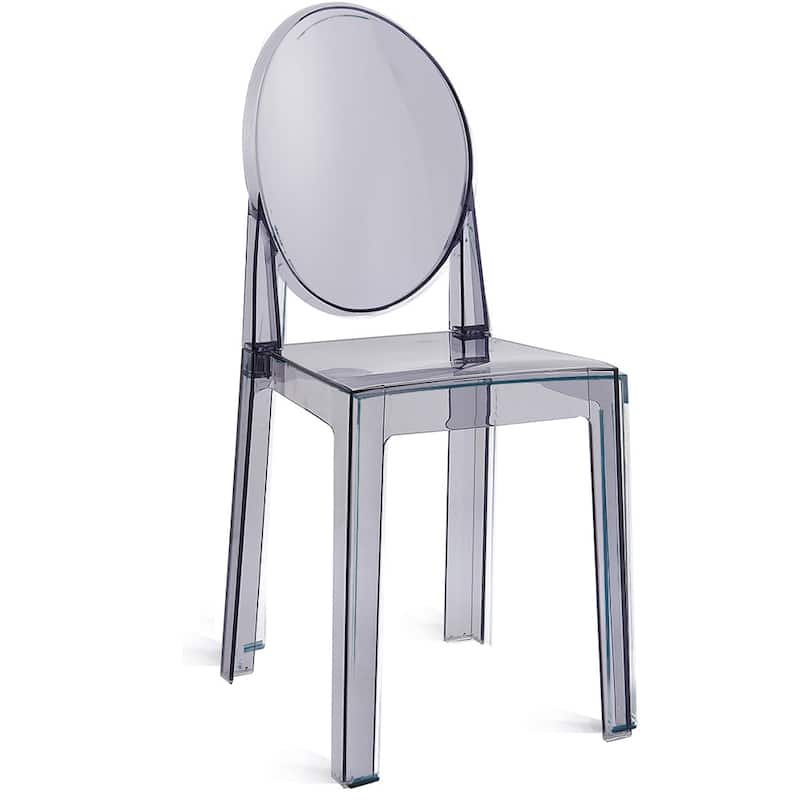 Larger Size Modern Transparent Dining Living Room Ghost Side Dining Room Chair Accent Lounge No Arms Armless Seat - Smoke