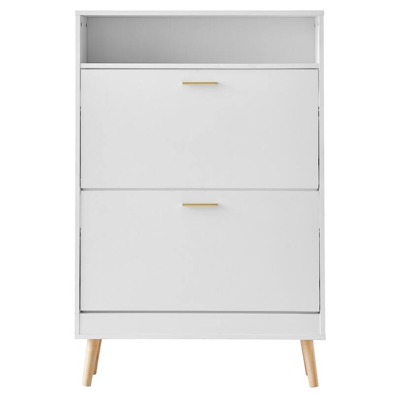 Shoe Cabinet with Flip Drawers, Shoe Storage Cabinet for Entryway, Free Standing Shoe Storage Organizer - 2 Flip Drawers