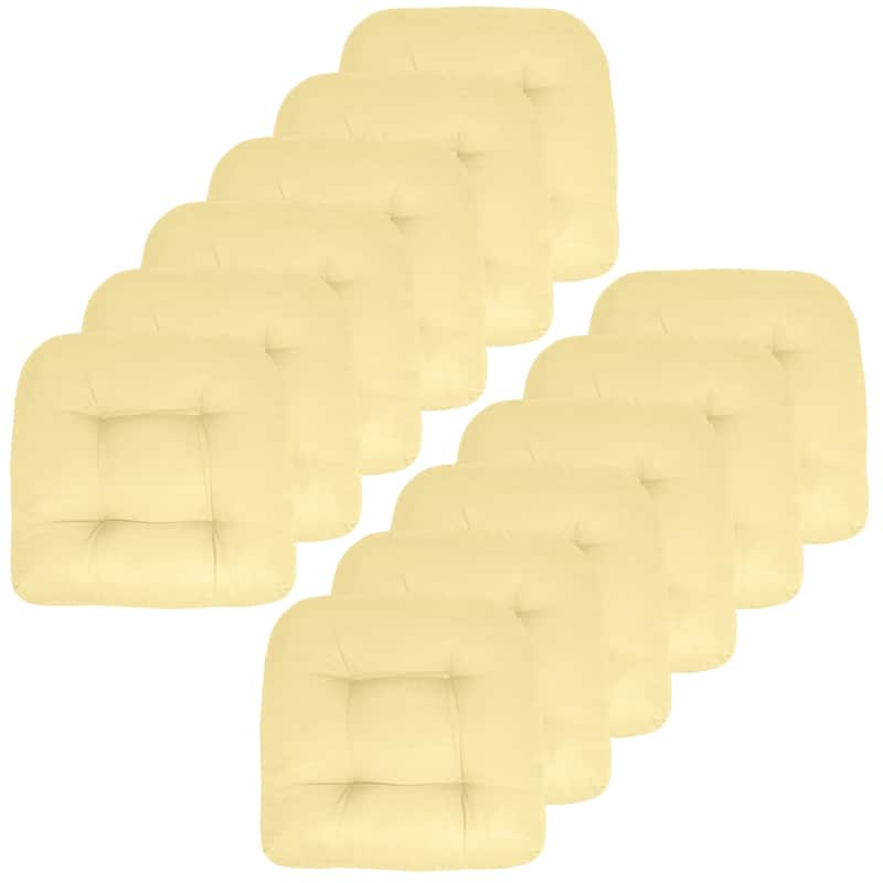 Indoor-Outdoor Reversible Patio Seat Cushion - Yellow - Set of 12