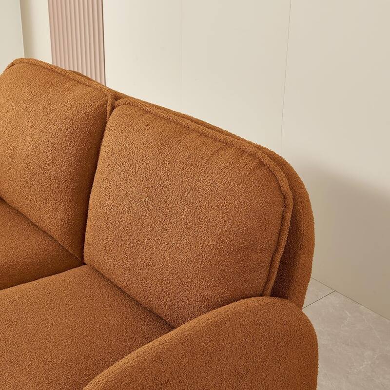 59" Lambswool Fabric Upholstered Loveseat Sofa with High Back & Toss Pillows 2 Seater Leisure Couch ,Tool-Free Assembly