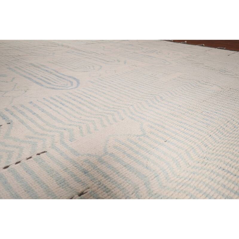 Ivory Moroccan Oriental Large Area Rug Hand-Knotted Wool Carpet - 12'0"x 15'3"