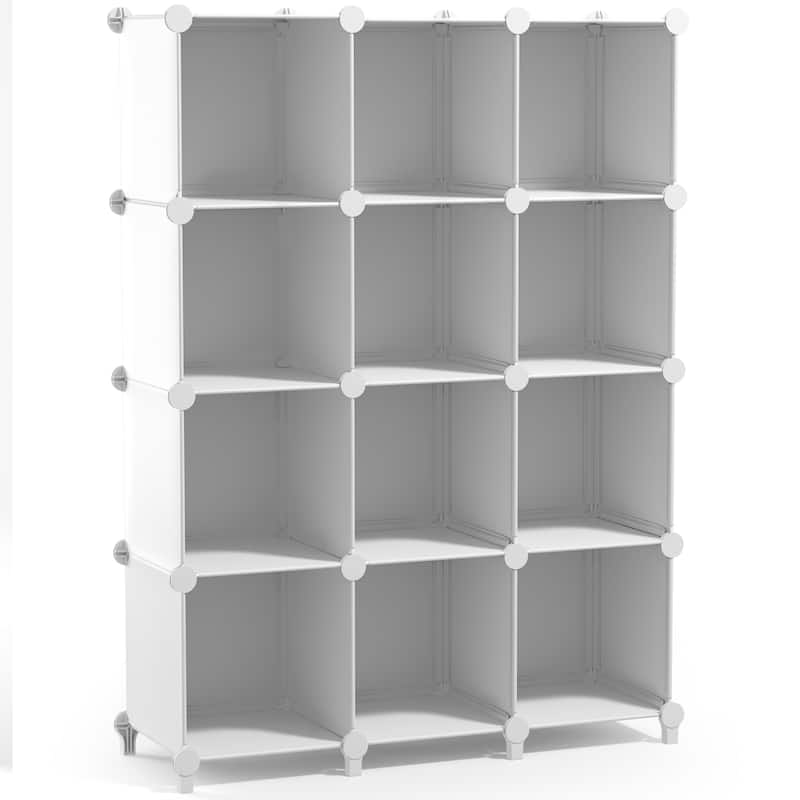 Sorbus Cube Storage Organizer – Waterproof Cubby Shelf for Closet, Toys, Books, Shoes, Décor – Space-Saving Bookshelf - 12 Pack - White