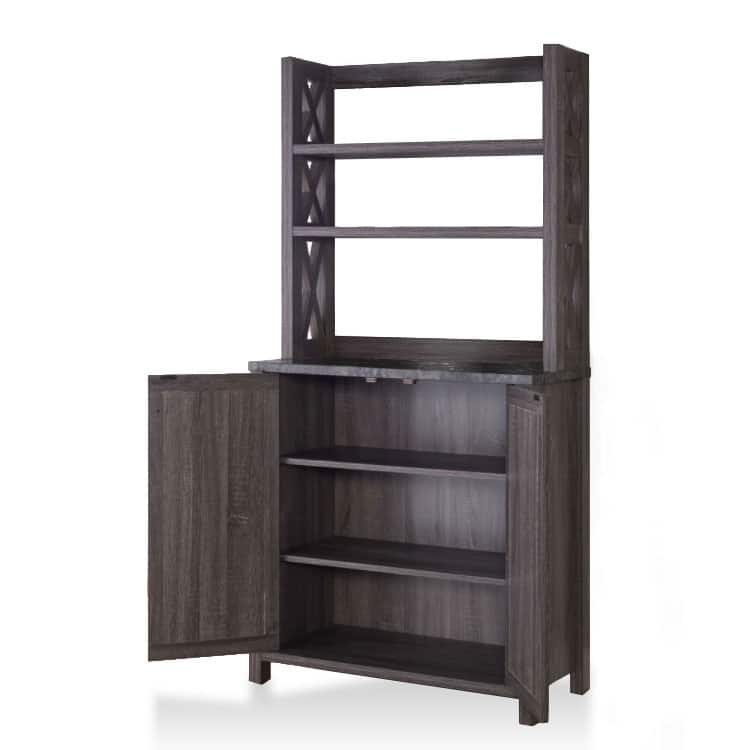 Figg Rustic Wood Multishelf Microwave by Furniture of America