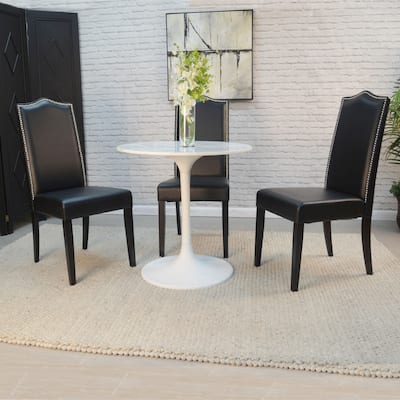 Marble Top Pedestal Dining Table with Round Base - 30" - White