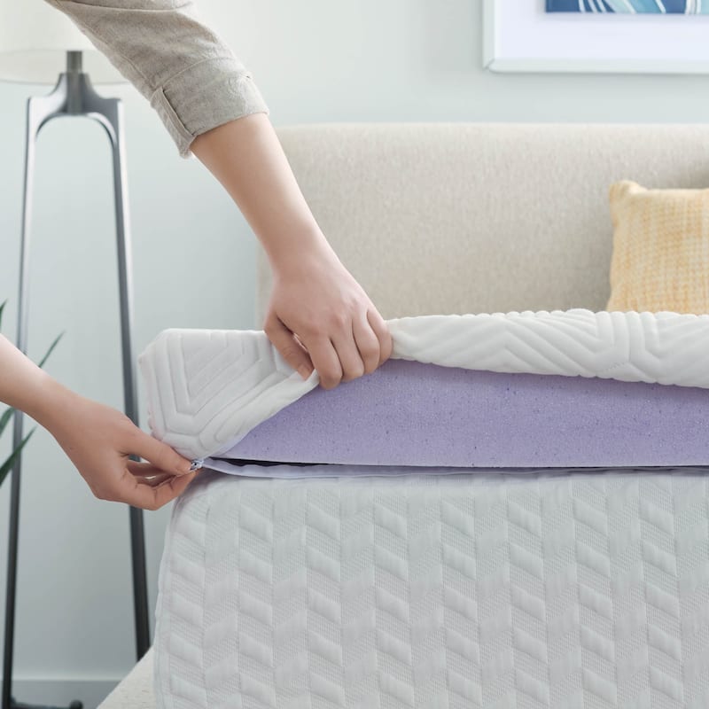 Lucid Lavender and Gel Covered Mattress Topper 2,3,4 inch - N/A