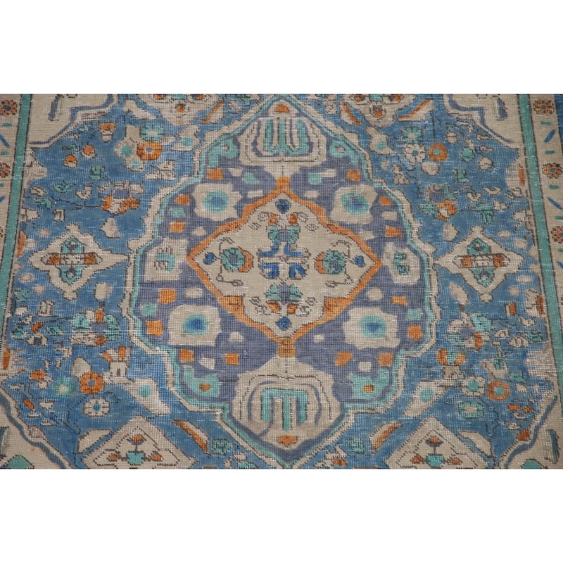 Antique Distressed Over-Dyed Tabriz Persian Rug Handmade Wool Carpet - 6'5" x 9'10"