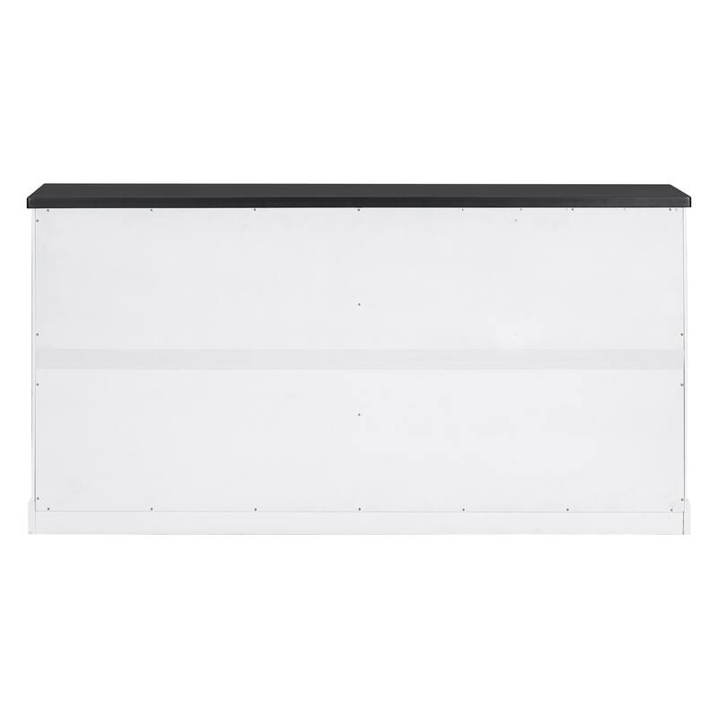 Wooden Sideboard with Metal Handles, Storage Cabinet with 4 Pine Door