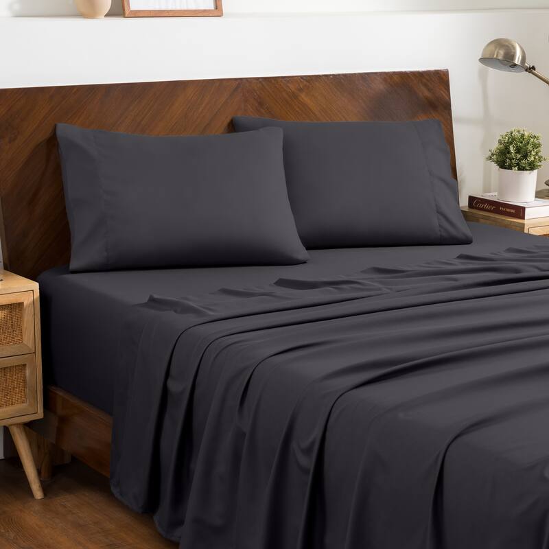 Bare Home Microfiber Sheet Set with Envelope Pillowcases - King - Forged Iron Grey
