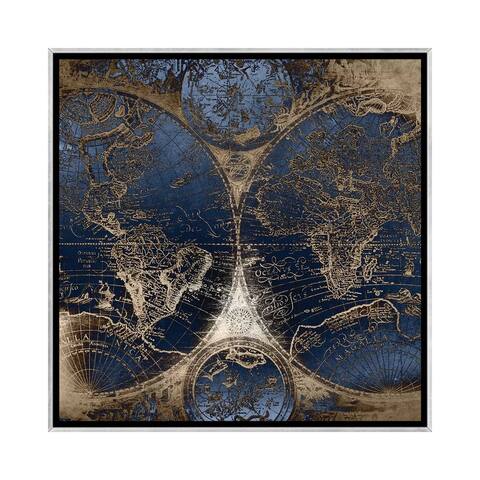 iCanvas "World Map Antique II" by Nature Magick Framed