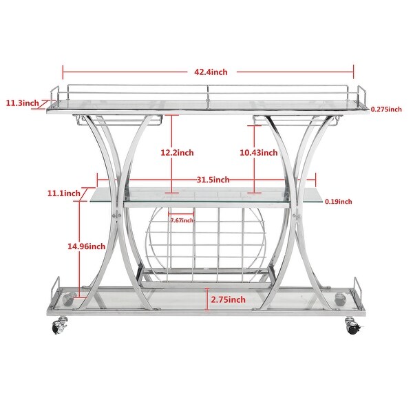 Chrome bar cart with wine rack 2025