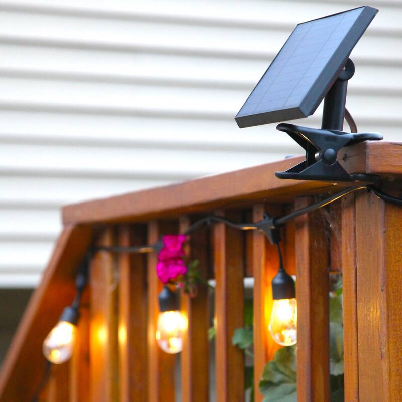 Brightech Ambience Pro 12-Light 27 ft. Black Outdoor Solar NonHanging LED 2-Watt S14 3000K Soft White Bulb String Lights