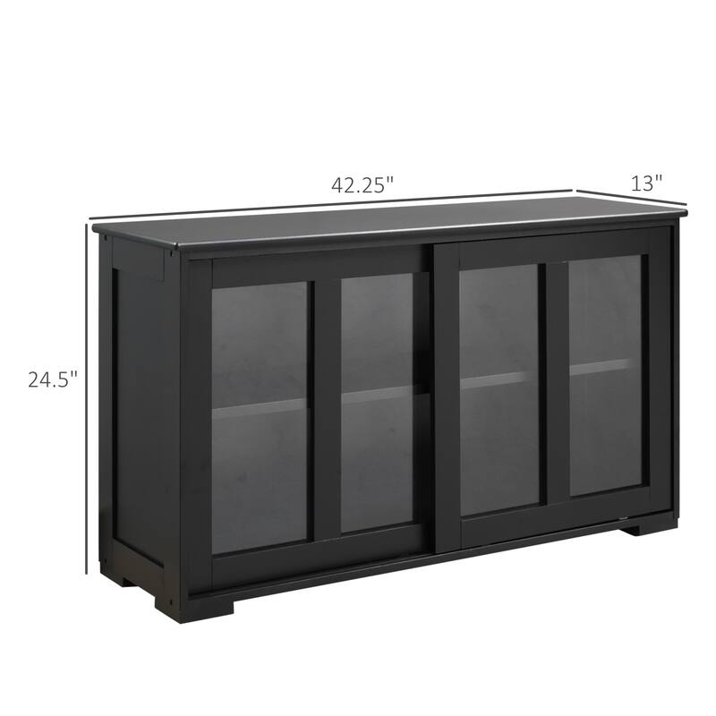 HOMCOM Modern Kitchen Sideboard, Stackable Storage Cabinet, Sliding Glass Door Console, Cupboard Serving Buffet for Kitchen