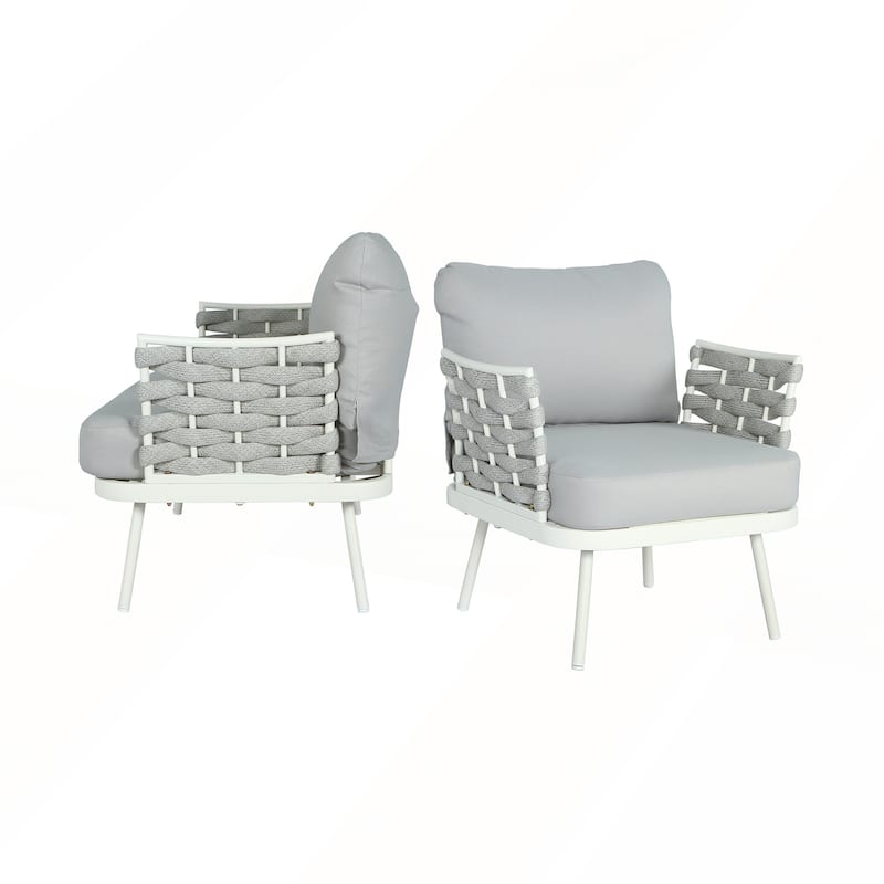 Steel Club Chair Set of 2 - Off-White and Grey