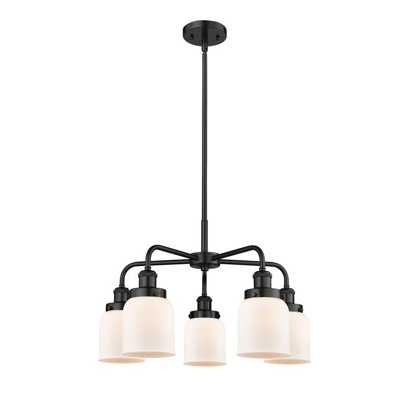 Innovations Lighting Bell - 5 Light 23" Stem Hung Chandelier - Matte White/Matte Black
