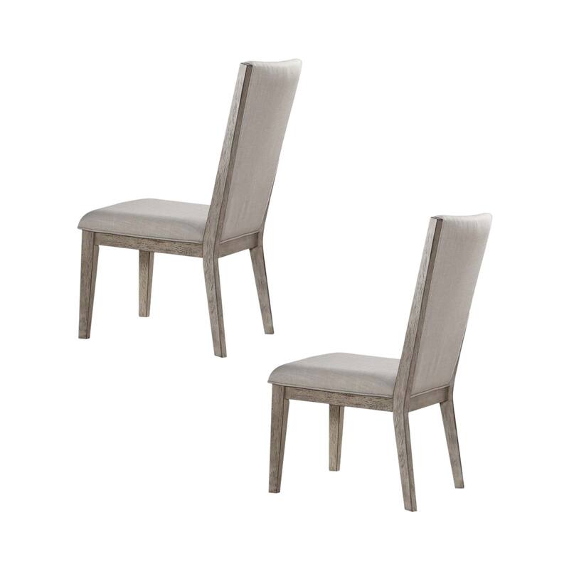 HomeRoots Set of Two Gray Fabric And Solid Wood Dining Side Chairs - 19.80 in. x 41.00 in. x 27.17 in.
