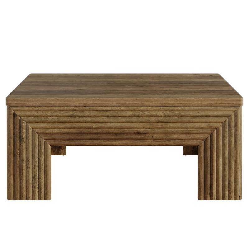 Square Coffee Table, 39.4 Inch Rustic Living Room Center Table