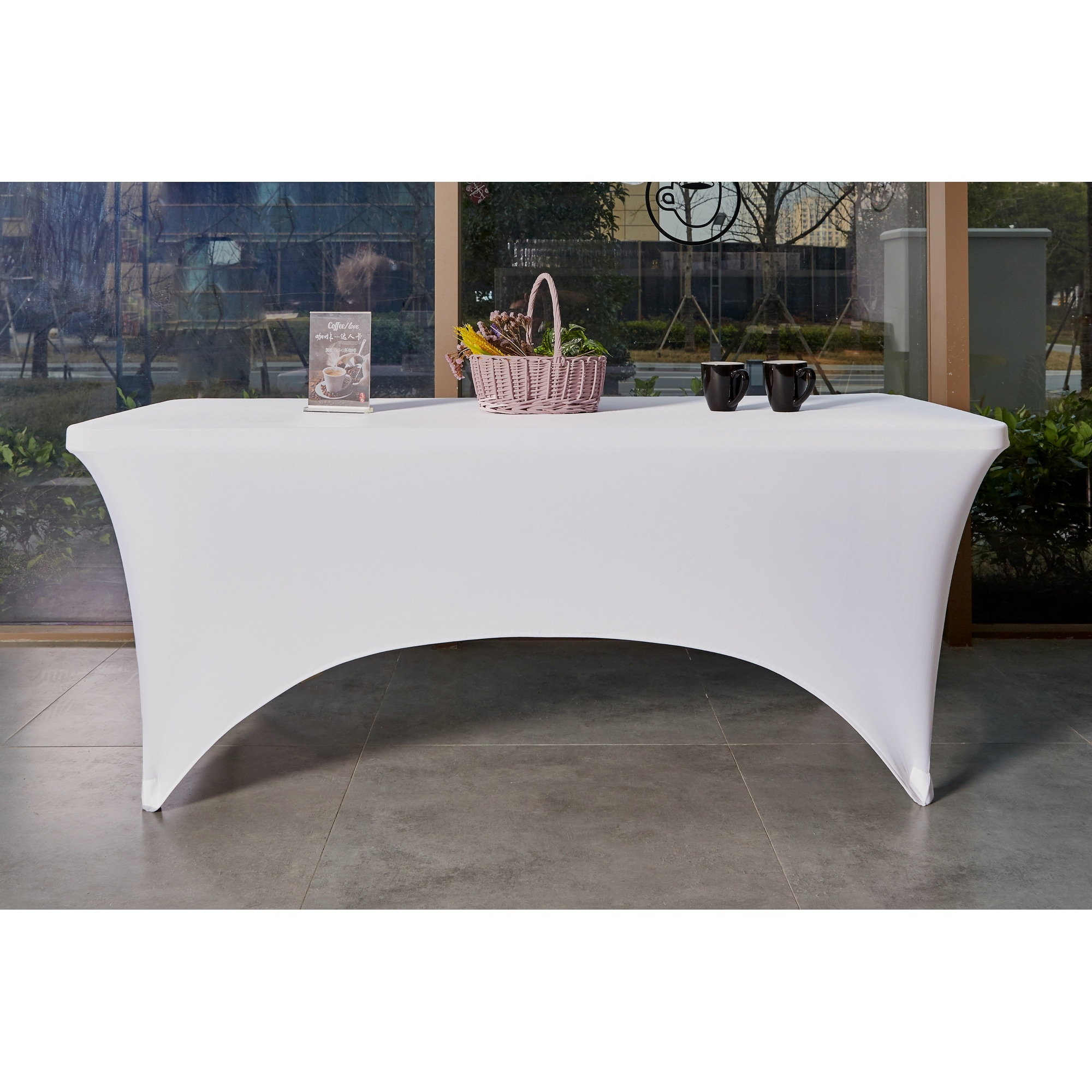 Kitchen Stretchable White Tablecloth Stretch Fitted Table Covers 6 Feet Indoor Outdoor Folding Table Rectangular On Sale Overstock 31516802