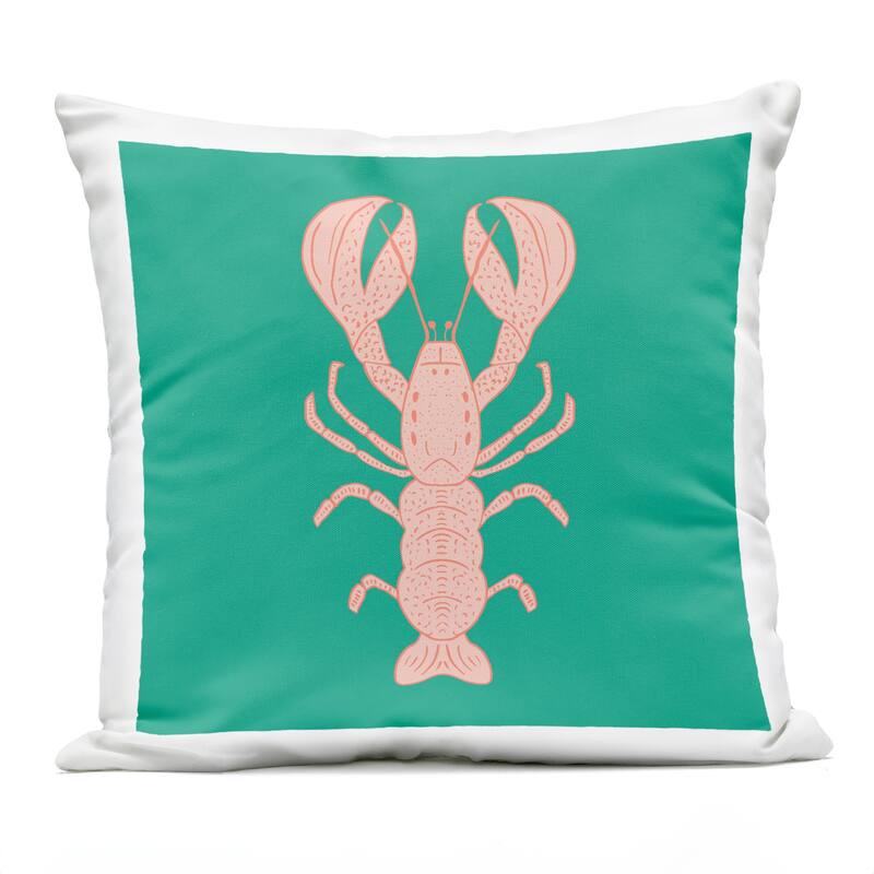 Stupell Minimal Pink & Green Lobster Printed Outdoor Throw Pillow Design by Sazerelli Designs - Accent - Polyester - Green - Single