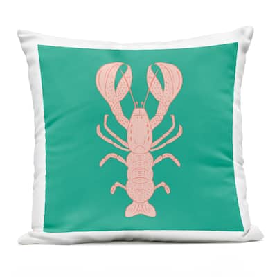 Stupell Minimal Pink & Green Lobster Printed Outdoor Throw Pillow Design by Sazerelli Designs