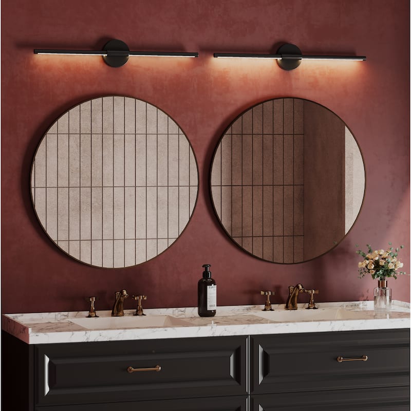 2-Light 28'' LED Bathroom Vanity Light Fixtures - Black