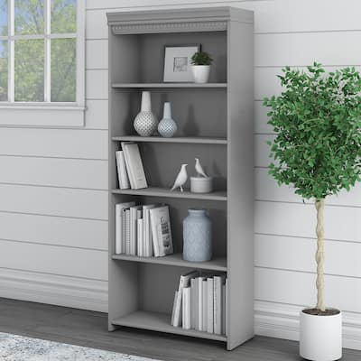 Fairview Antique White 5-shelf Bookcase - Antique - 29.57"L x 12.09"W x 68.94"H