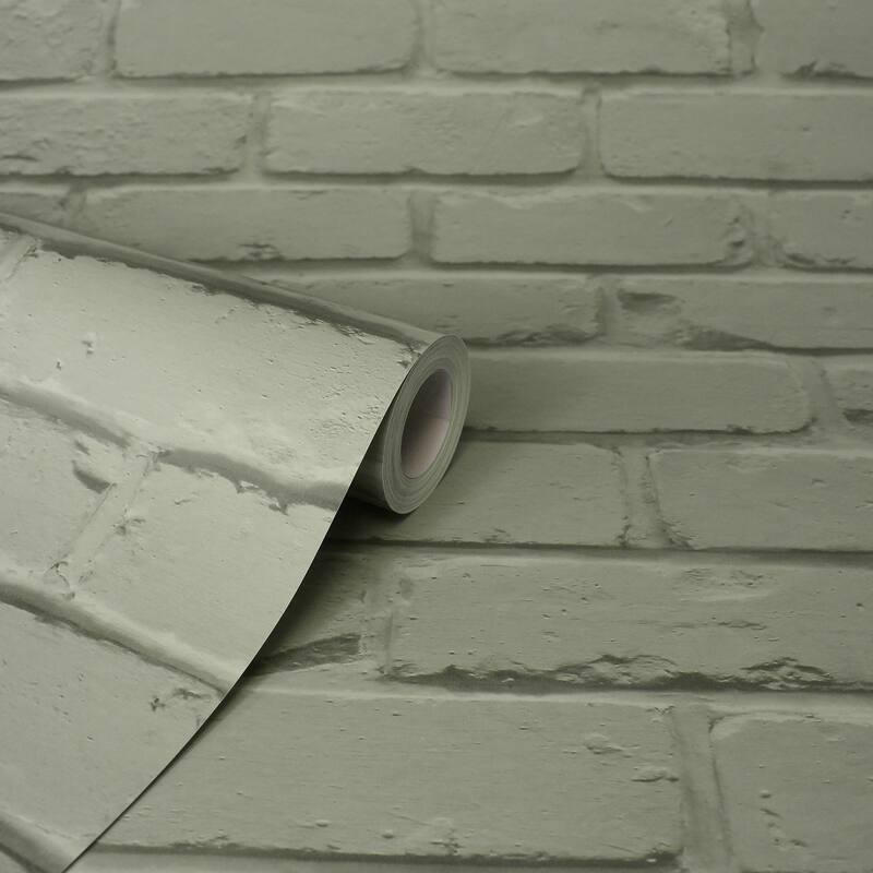 Fine Decor Alpin Sage Painted Brick Wallpaper