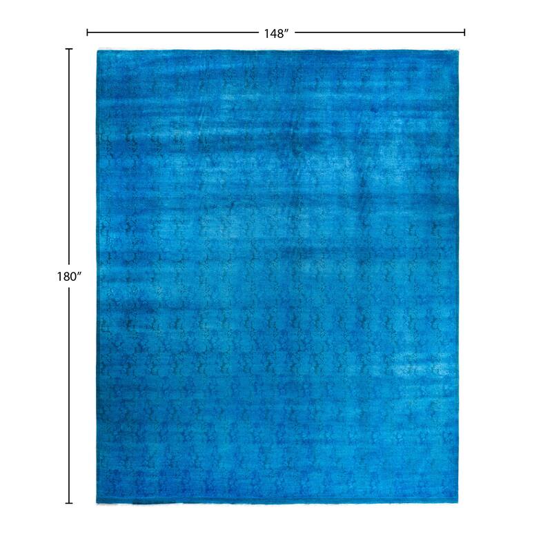 Overdyed One-of-a-Kind Hand-Knotted Area Rug - Blue - 12' 4" x 15' 0"