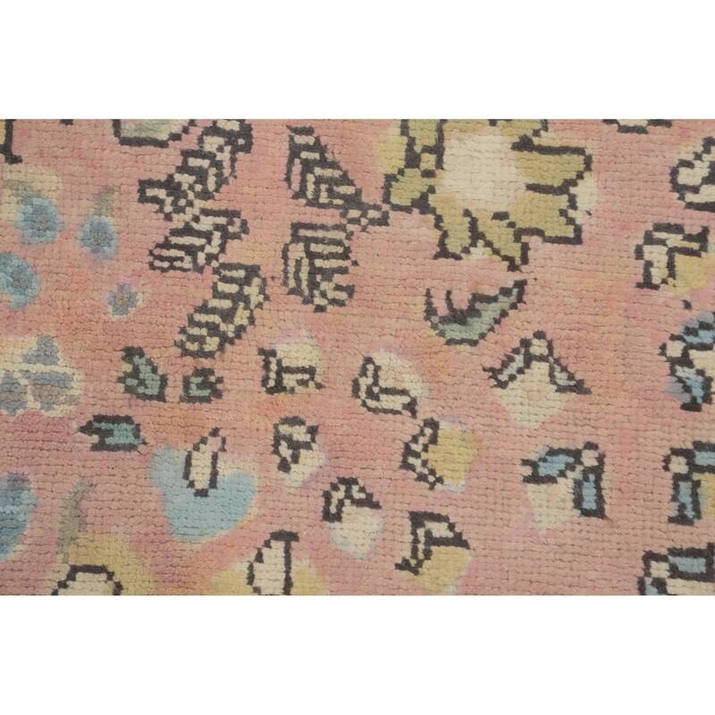 Hand Knotted Oriental 100% Wool Carpet Traditional Floral Pink Tabriz Area Rug - 10' 8'' X 7' 10''